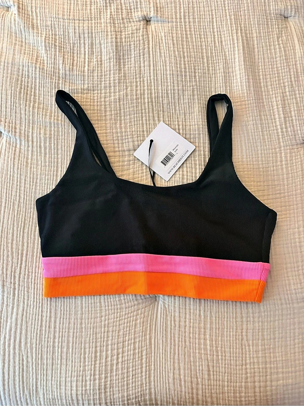 NWT Beach Riot Mae Top Ribbed Swim Top